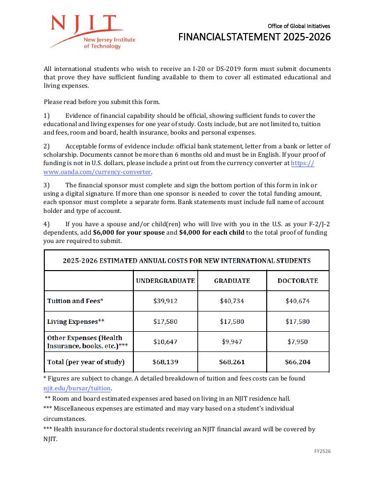 NJIT Financial Statement 2025-2026 document preview