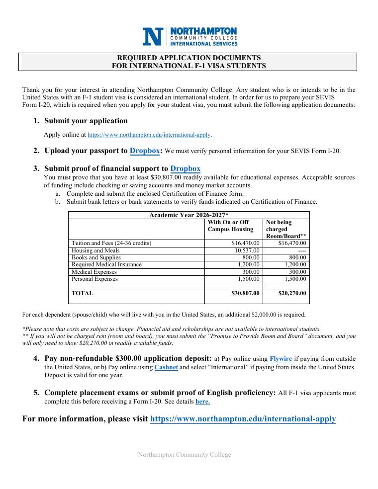 Northampton Community College Certification of Finance 2026-2027 document preview