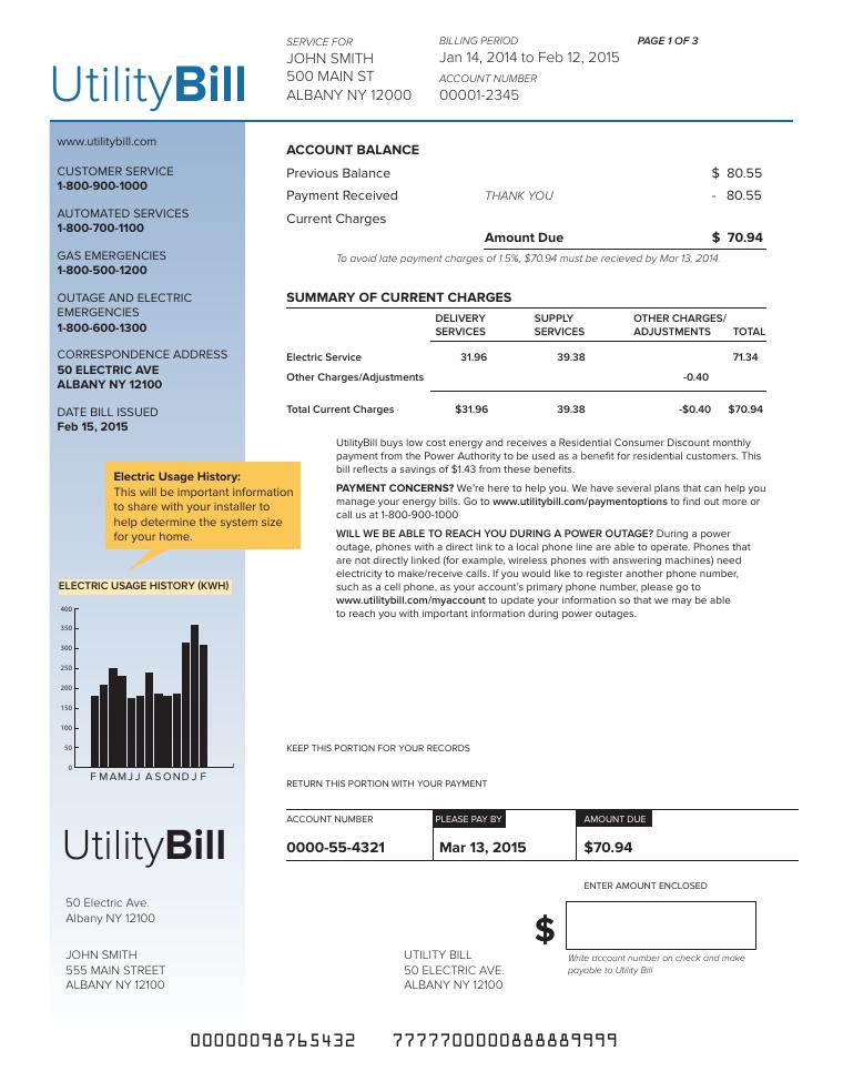 NYSERDA Residential Bill Example document preview