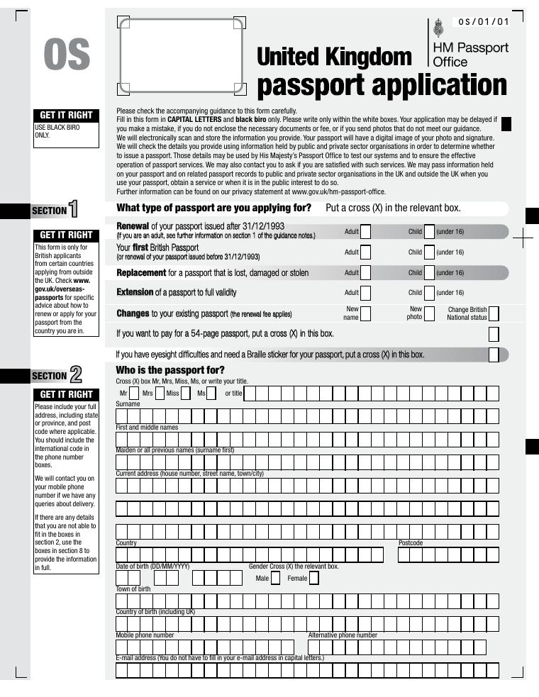 Overseas Passport Application Form document preview