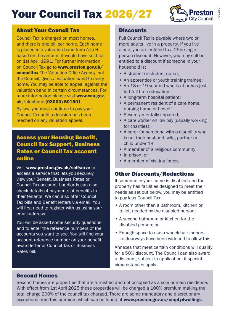 Preston Council Tax Leaflet 2026-27 document preview