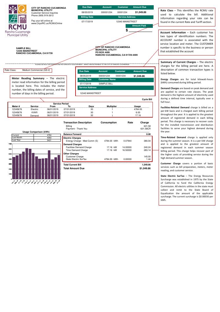 Rancho Cucamonga Municipal Utility Understanding Your Bill document preview