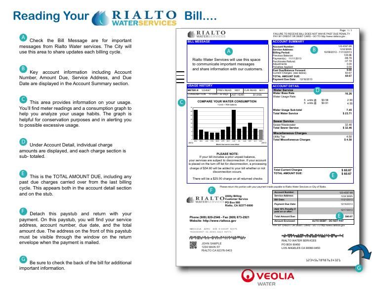 Rialto Sample Utility Bill Guide document preview