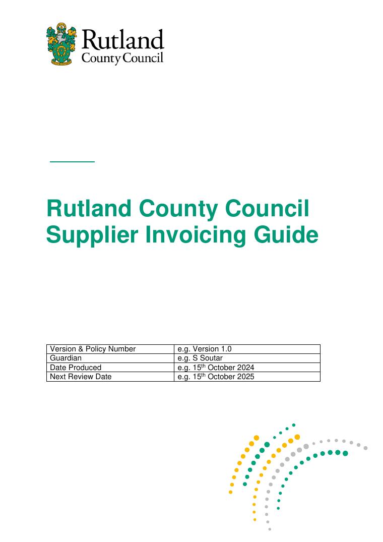 Rutland County Council Supplier Invoicing Guide document preview