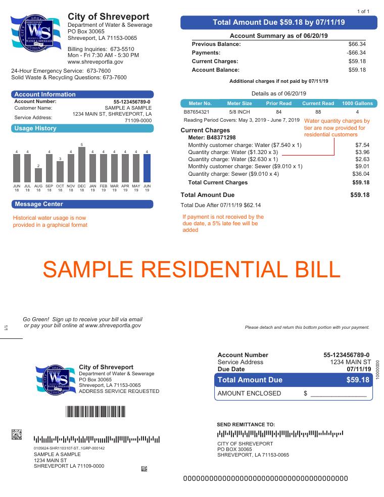 Shreveport Sample Residential Bill document preview
