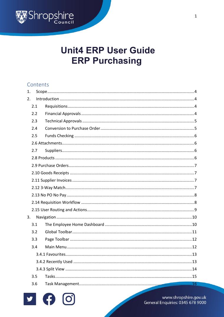 Shropshire Council ERP Purchasing and Supplier Invoice Guide document preview