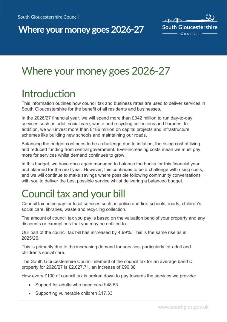 South Gloucestershire Council Tax Bill Guide 2026-27 document preview