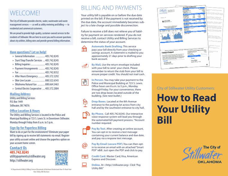 Stillwater How to Read Your Utility Bill Guide document preview