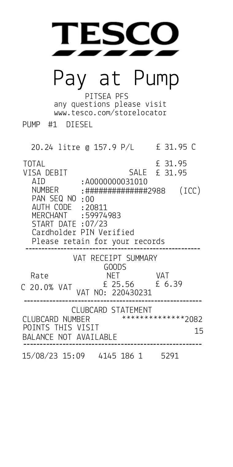 Tesco Petrol Tesco Fuel Master Aug 2023 document preview