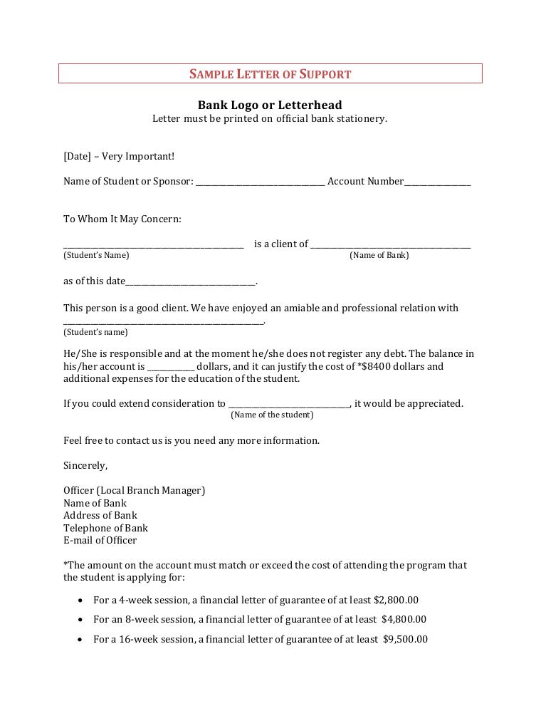 Texas A&M Kingsville Sample Letter of Support Bank Letter document preview