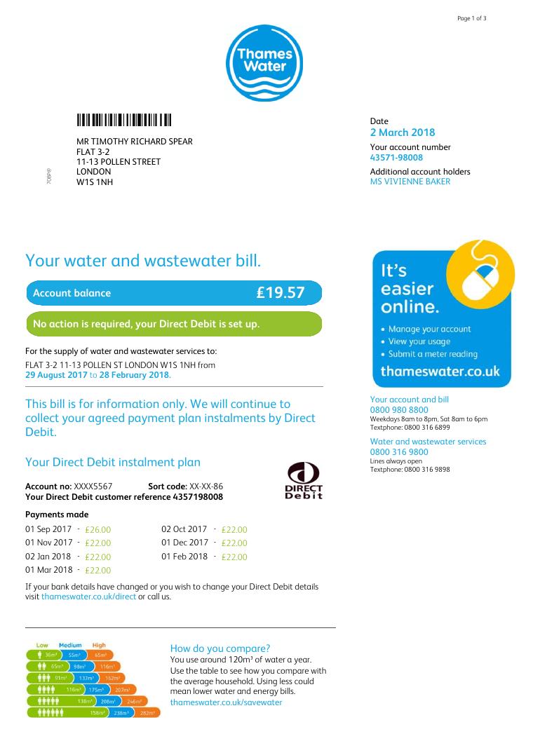 Thames UK Water Billpdf Free document preview