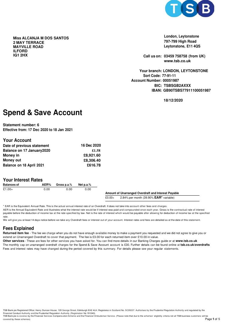 TSB Bank 2020 document preview
