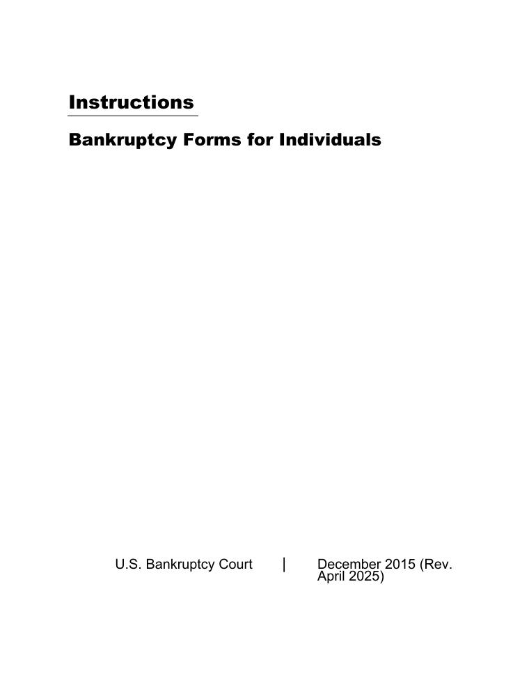 U.S. Courts Instructions for Bankruptcy Forms for Individuals document preview