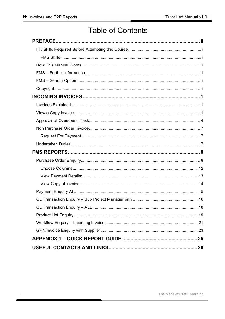 University of Strathclyde Purchasing on FMS Invoicing and Reports Guide document preview
